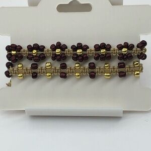 Bracelets adjustable macrame adjustable small glass beads (set of two)